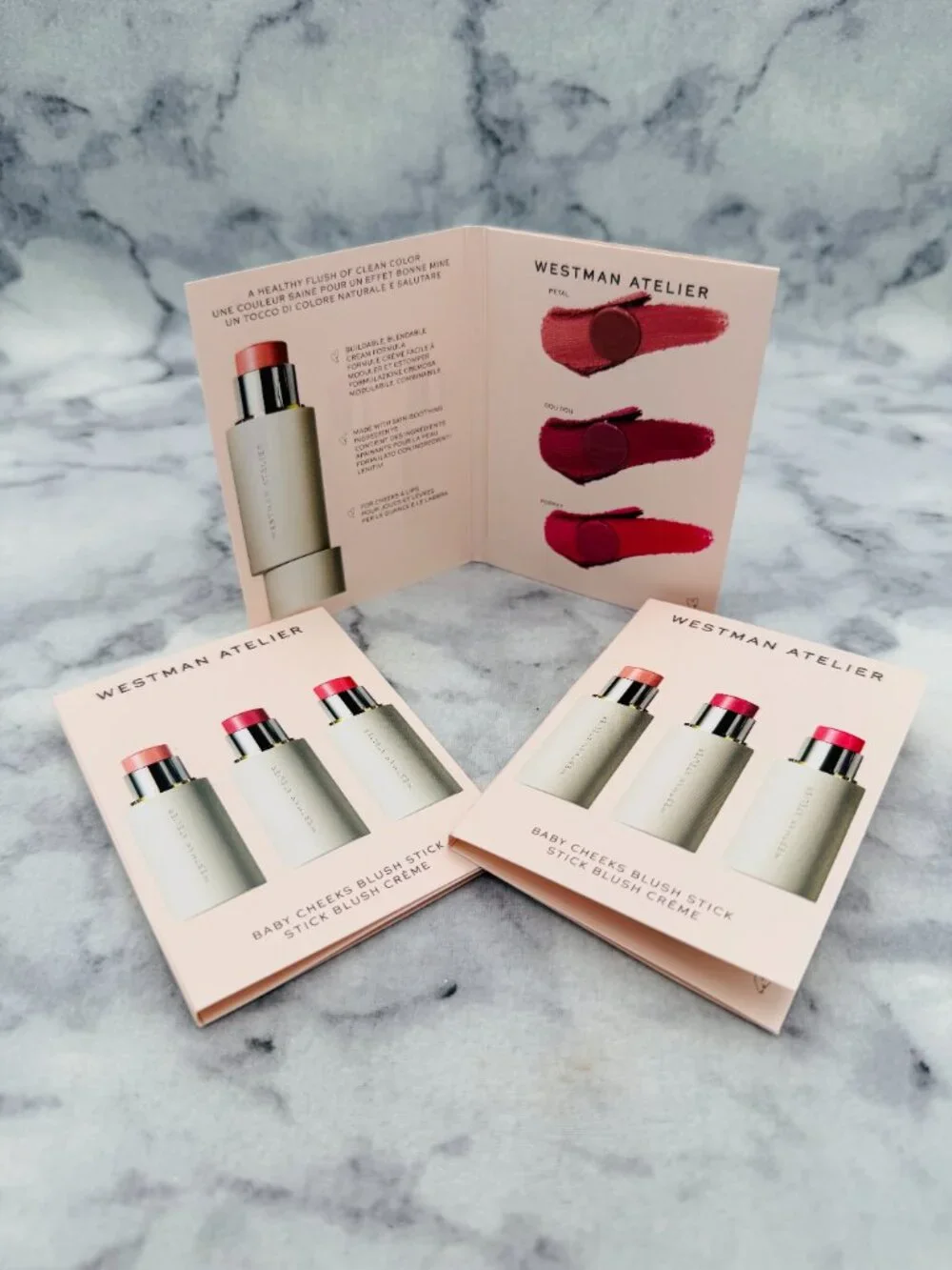 Westman Atelier Beauty Set-3xBaby Cheek Blush Stick Petal,Dou Dou,Poppet-3pc-NEW